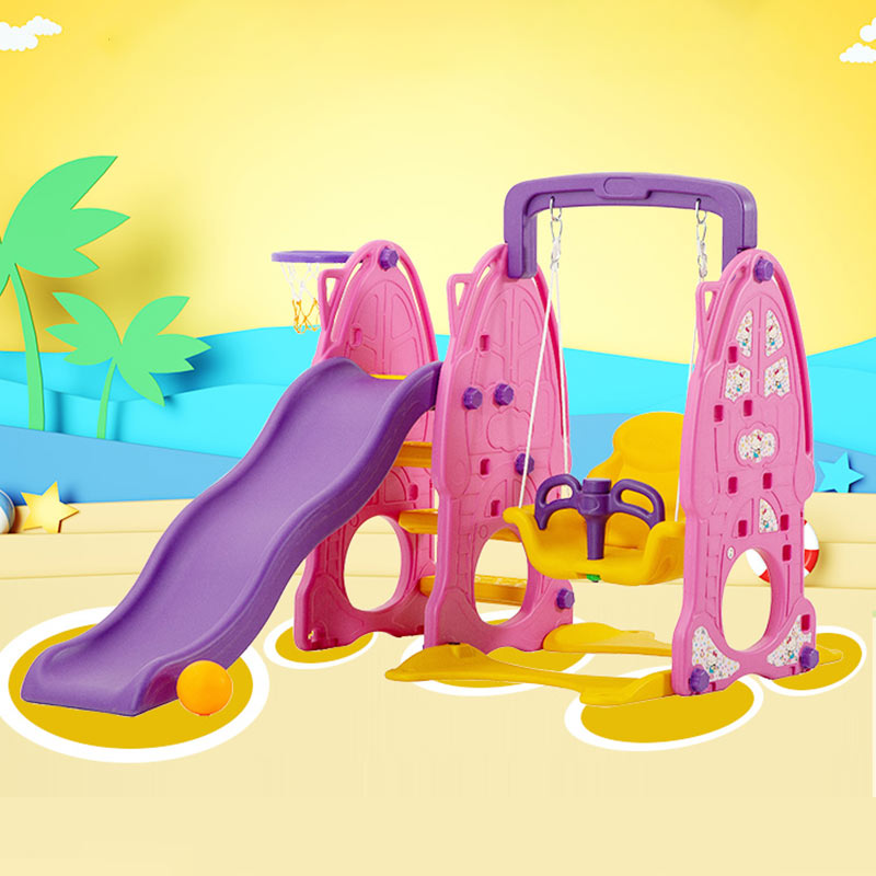 Kids playground swing,Pink rabbit slide and swing 3 in 1,Plastic