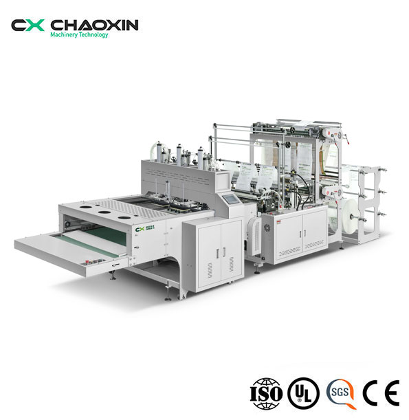 Fully Automatic Double Layer Six Lines Hot Sealing Cold Cutting T-Shirt Bag Making Machine