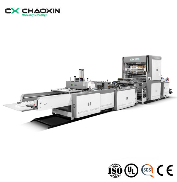 Fully Automatic Single Line High Speed T-Shirt Bag Making Machine with Hot Slitting and Gusseting Unit