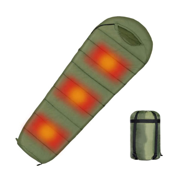 Outdoor Cold Weather Electric Battery Thermal Mummy Shape Sleeping Bag