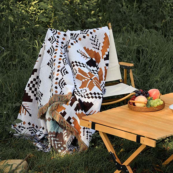 Throw Sofa Towel Blanket Pattern Polyester Cotton Blanket Camping Picnic Blanket