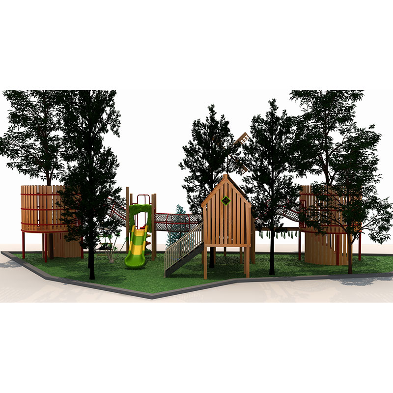 Kids Wooden Playground Slides Outdoor